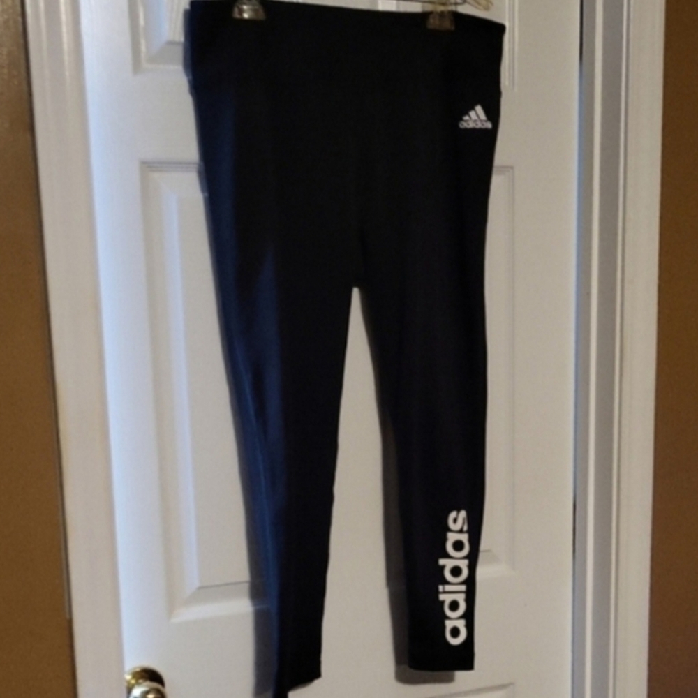 Adidas Black  Leggings with White Logo